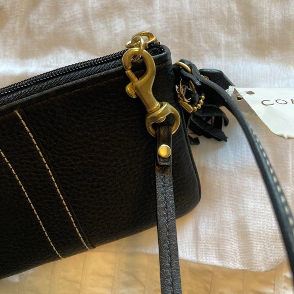 Coach Black Pebble Leather Wristlet - NWT - Picture 2 of 6